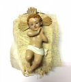 GESU' BAMBINO IN RESINA DIPINTO cm 10 SU CULLA CANAPA cm 7,5x13